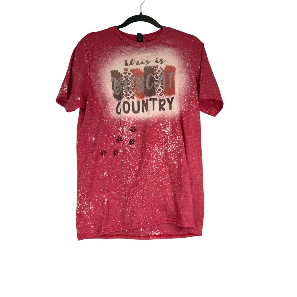 Anvil by‎ Gildan Bobcat Country Bleached Graphic T-Shirt Red Heather Medium